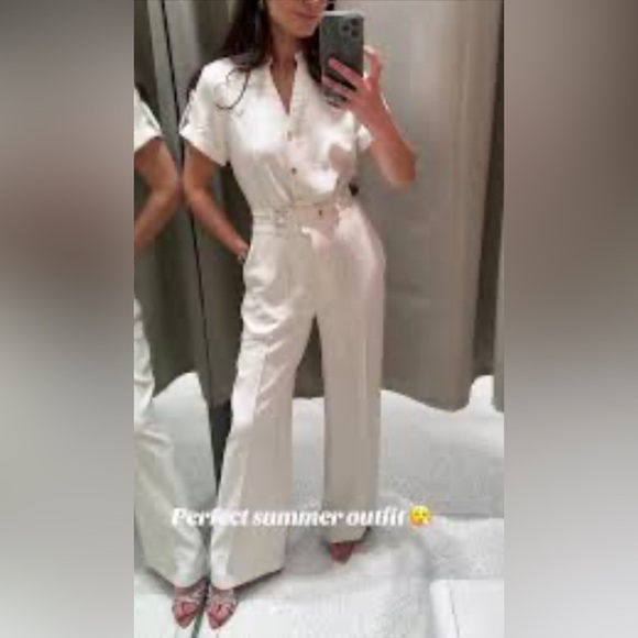 Zara Belted Jumpsuit With Gold Buttons. New With Tags. - Picture 2 of 11